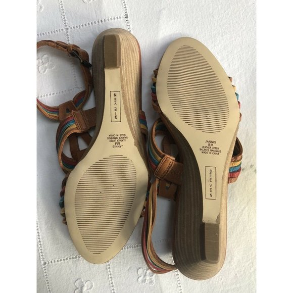 Steve Madden Jannis Sandals 8 Leather Colorful Wedge - Picture 2 of 9